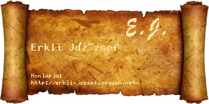 Erkli József névjegykártya